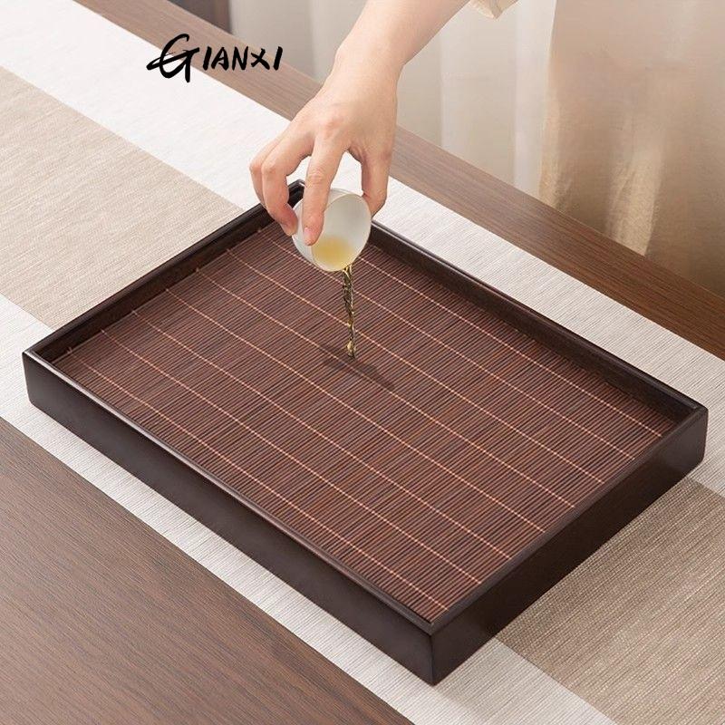 GIANXI Home And Kitchen Tea Tray Portable Dishes For Tea Ta Kawi Bamboo Rectangle Wooden Tray For Chaban Tea Table Serving Trays
