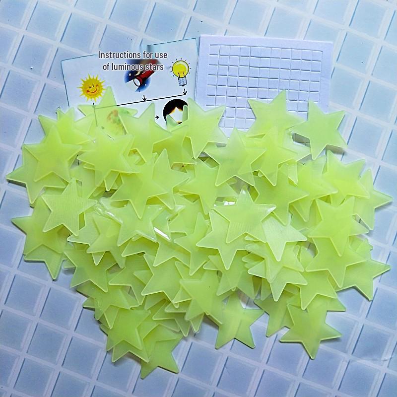Luminous 3D Star Wall Stickers - Fluorescent Decor for Children's Bedroom or Girls' Room