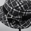 Middle-Aged Old Man Ji Mother Hat Lady Warm Thickened Foreign Gas Woolen Basin Hat Grandma Plaid Bucket Hat