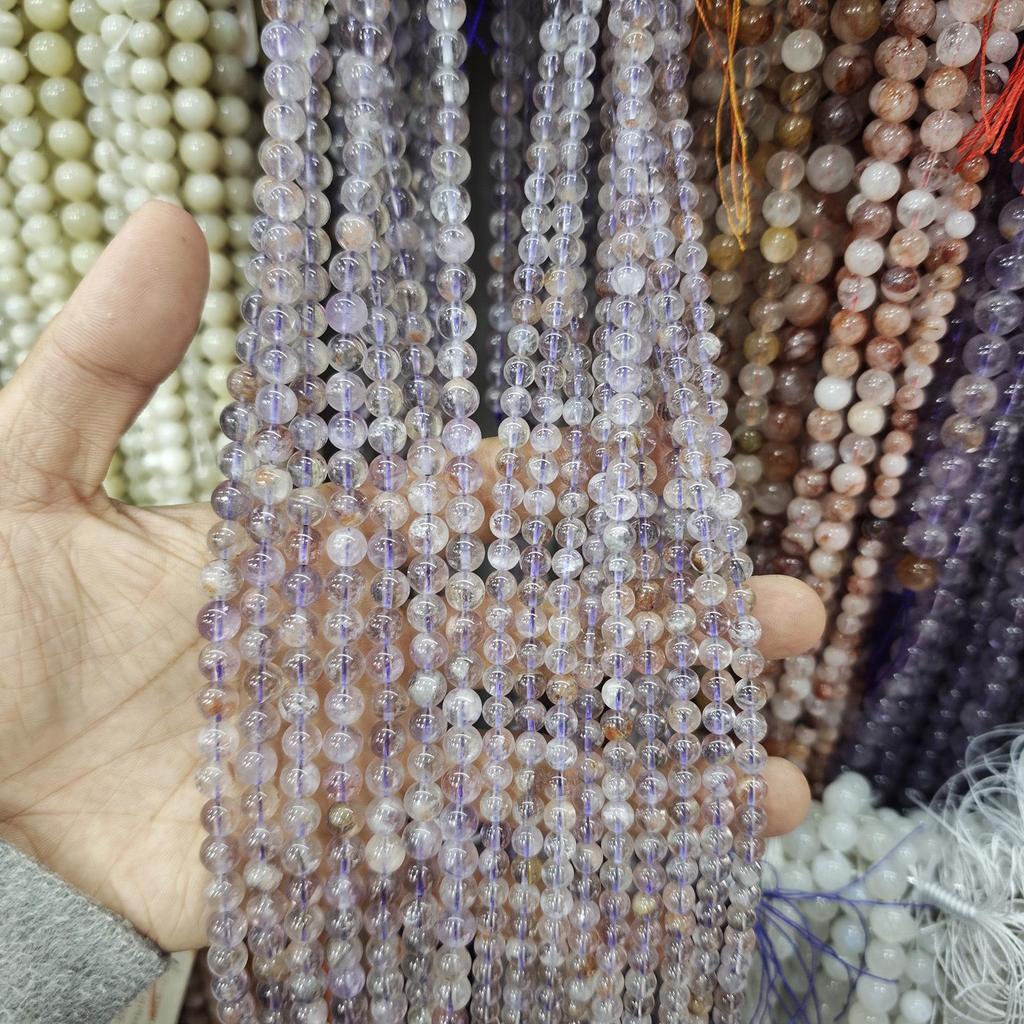 Purple Series Amethyst & Super Seven Crystal Beads: Round, Natural Stone, DIY Jewelry Accessories