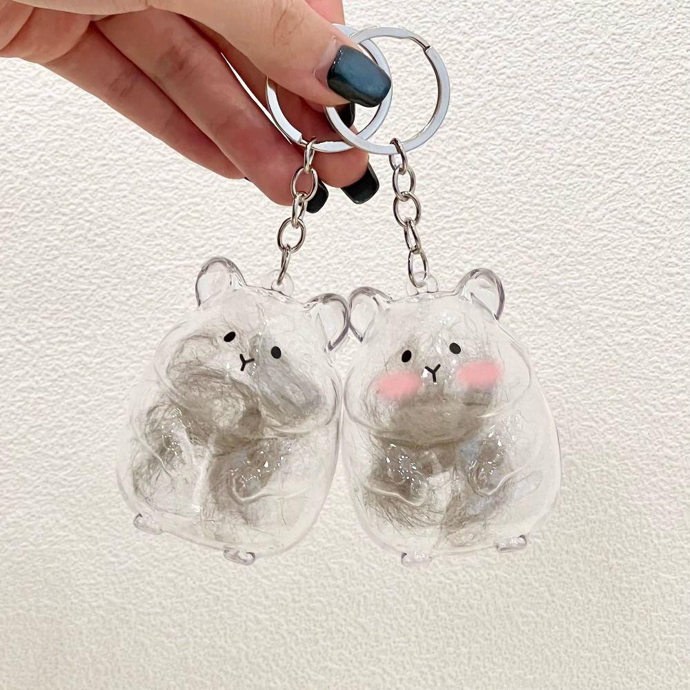 Organizer Pendant Hamster Fur Storage Keychain Pet Shaped Pet Hair Memorial Keyring  Jewelry Gift