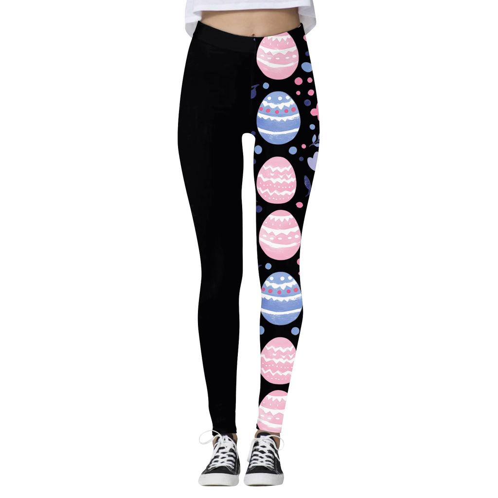 Damskie casualowe i modne spodnie do jogi z elastycznego materiału, dopasowane, z nadrukiem wakacyjnym, w kratę, długość 9 minut