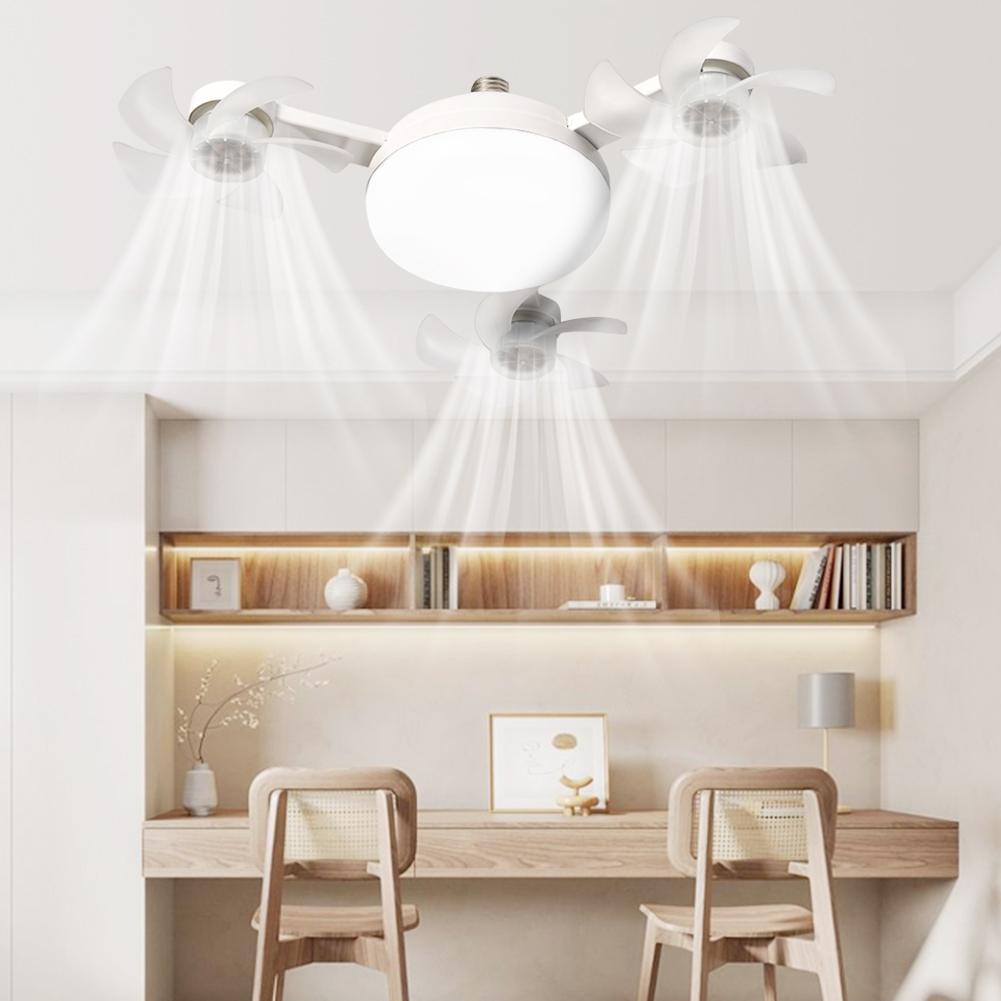 2 In 1 Hanging Fan with LED Light E27 Universal Dimming Drone Fan Silent Ceiling Drone Fan for Dining Room Bedroom Living Room