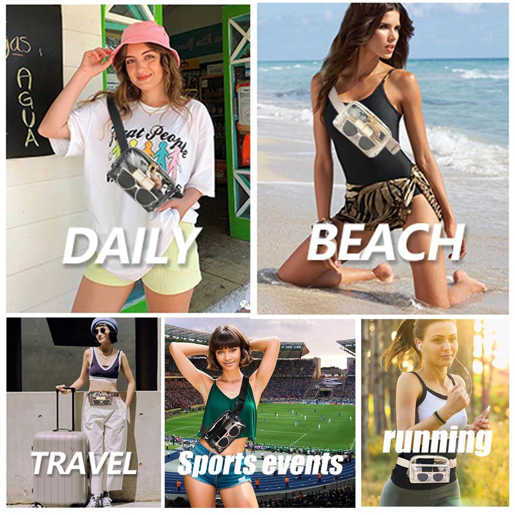 Sitengle Clear Waist TPU for the and Hot Springs Pouch, Material, Waterproof, Crossbody, Multi-Purpose, Commuting, School, Sports, Beach, (Beige)
