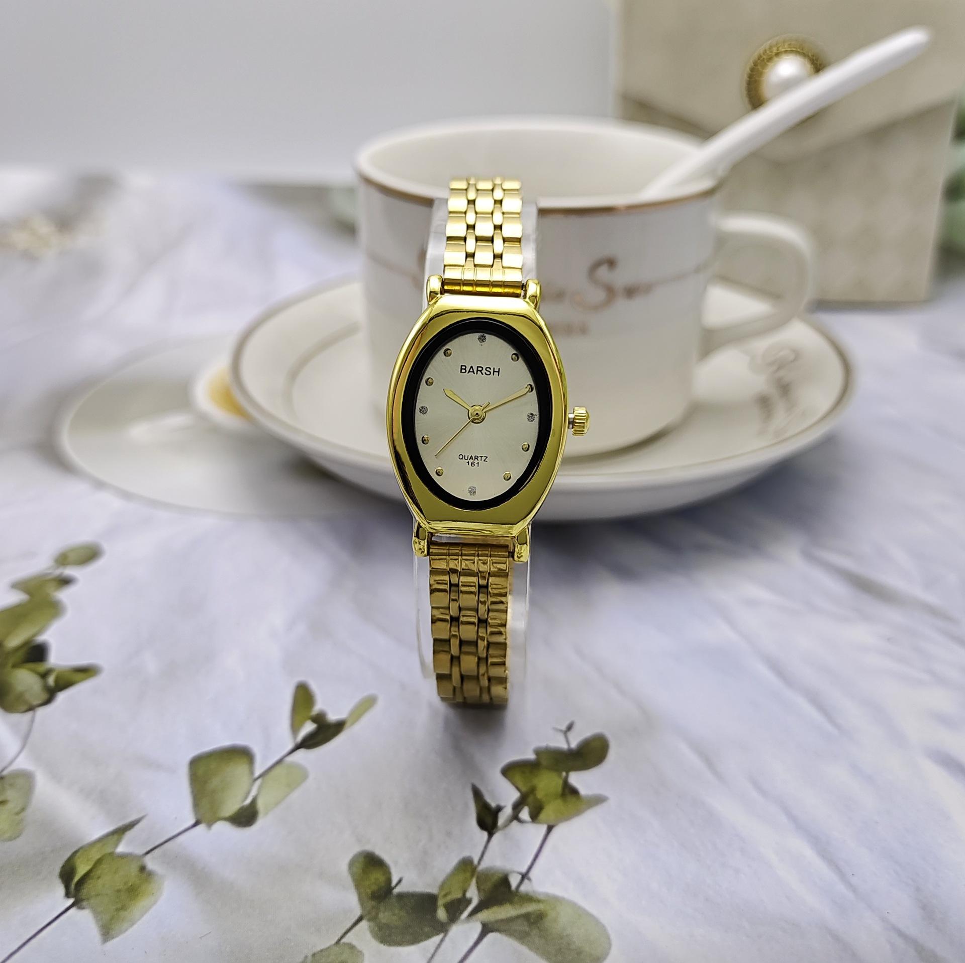 

Модные женские кварцевые часы золотых цветов с овальным циферблатом, ретро-женские наручные часы из нержавеющей стали, дропшиппинг, Reloj De Mujer