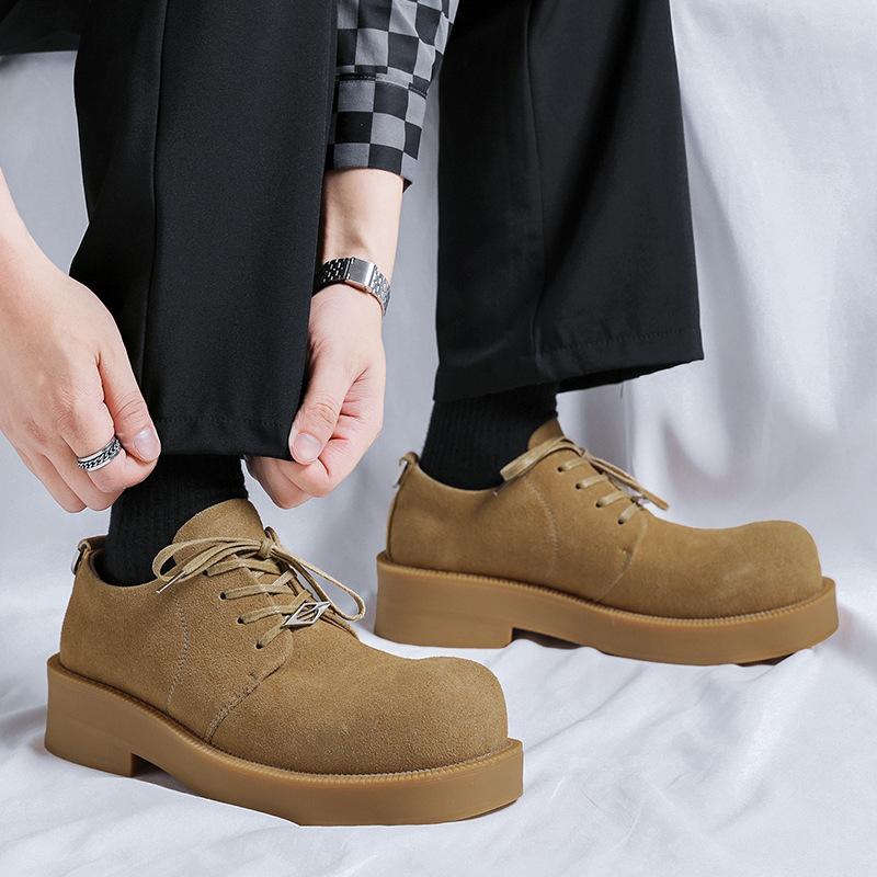 2024 new rhubarb leather shoes Japanese Mickey Derby shoes men's casual tooling trend single shoes 57321-R