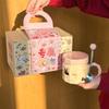 Milk fufu cute cat mug high-value ceramic cup with lid for girls' birthday gifts