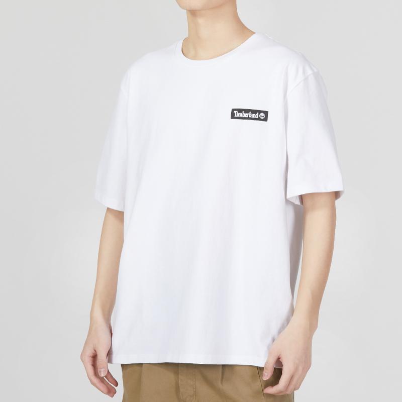 Timberland Solid Logo Casual Crew Neck Short Sleeve T-Shirt Men Tops White A6Q99-100