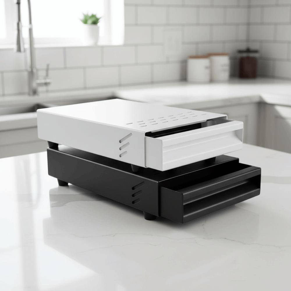 Rectangular Drawer Design Coffee Knock Box Stainless Steel Large Capacity Coffee Powder Storage Box Detachable Rustproof