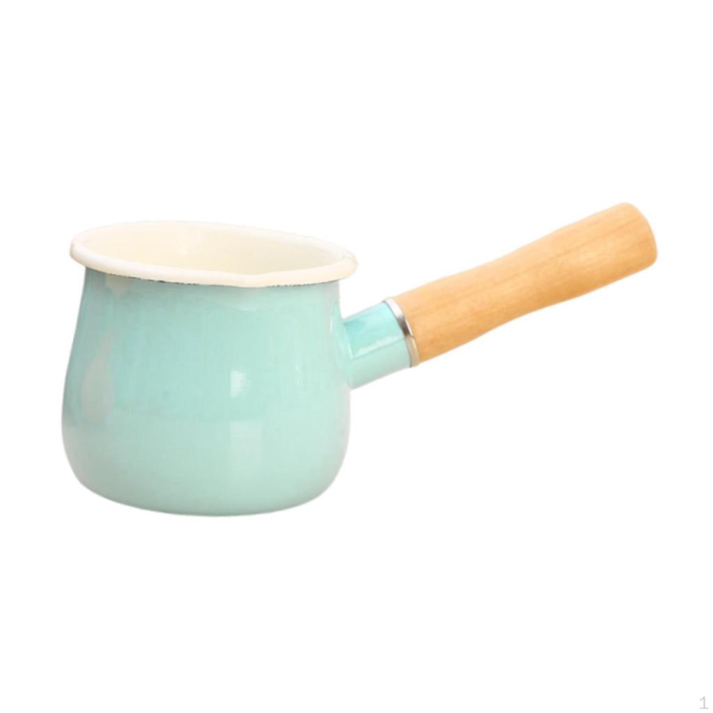 Enamel Milk Pot Soup Thickened Heat Resistant Coffee Warmer Butter for Camping RV