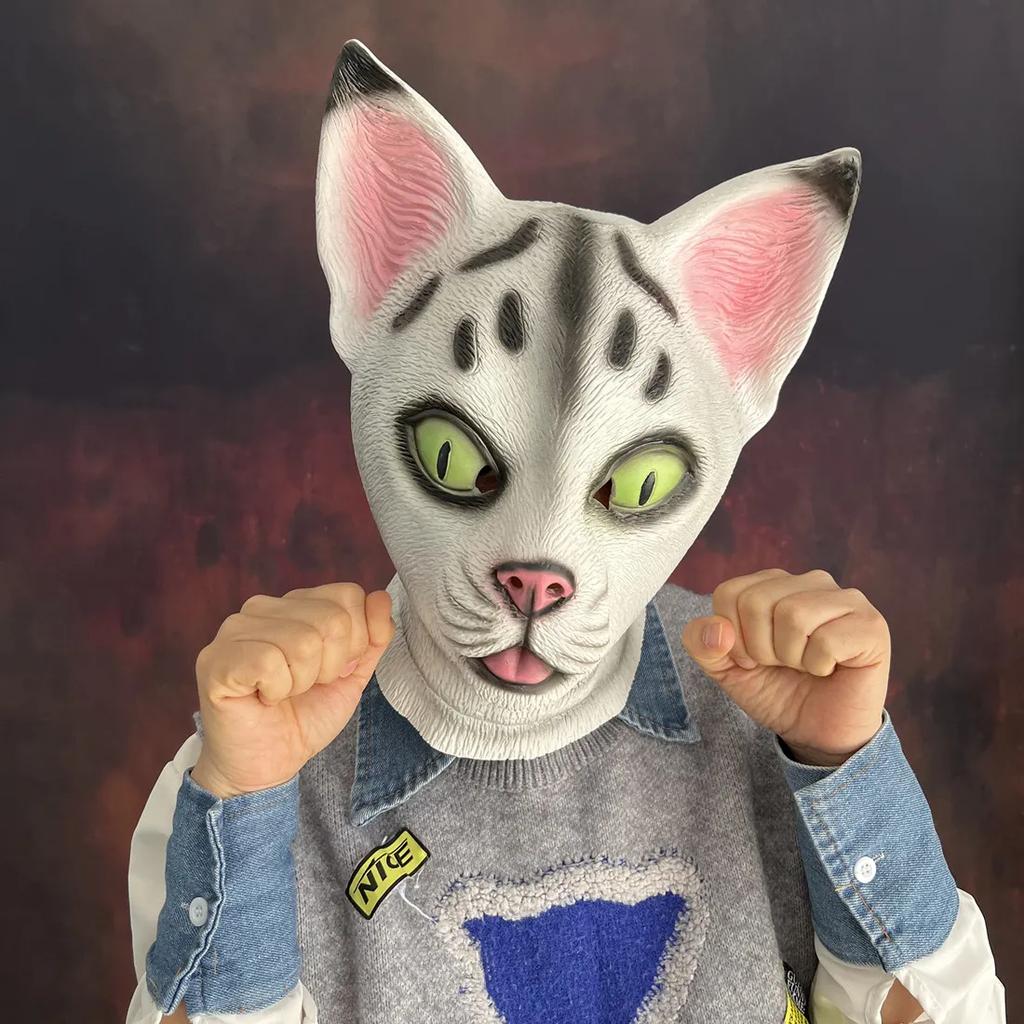 Animal Cat Mask Novelty Funny Adults Late Full Head Mask For Halloween Cute Costume Cosplay Party Props For Unisex For Adults