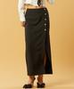 Collet Layered Snap Slit Long Skirt [Black]
