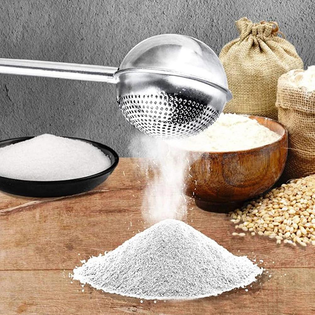 304 Stainless Steel Flour Powder Filter Spoon Baker Dusting Wand For Sugar Flour Spices Flour Sugar Powder Spoon Kitchen Tools
