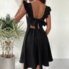 Europäische und amerikanische Damenbekleidung neues idyllisches Latz-Sweet-Kurzrock-Temperament-Pendler-Urlaubs-Strandkleid