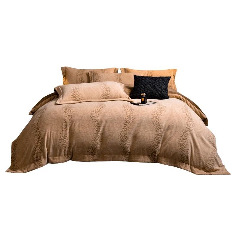 OEING Milk Velvet Double-Sided Fleece 4-Piece Bedding Set