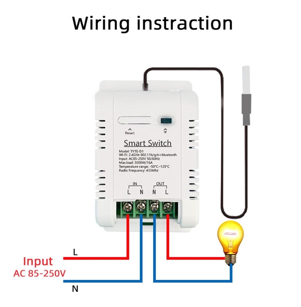 Graffiti WiFi Smart Power Temperature Switch with RF433, Remote Voice Alexa Control.