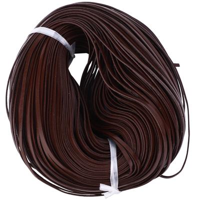 Manual DIY Flat Leather Cord 100m Long Braided First Layer Leather Crafted CordDeep Coffee