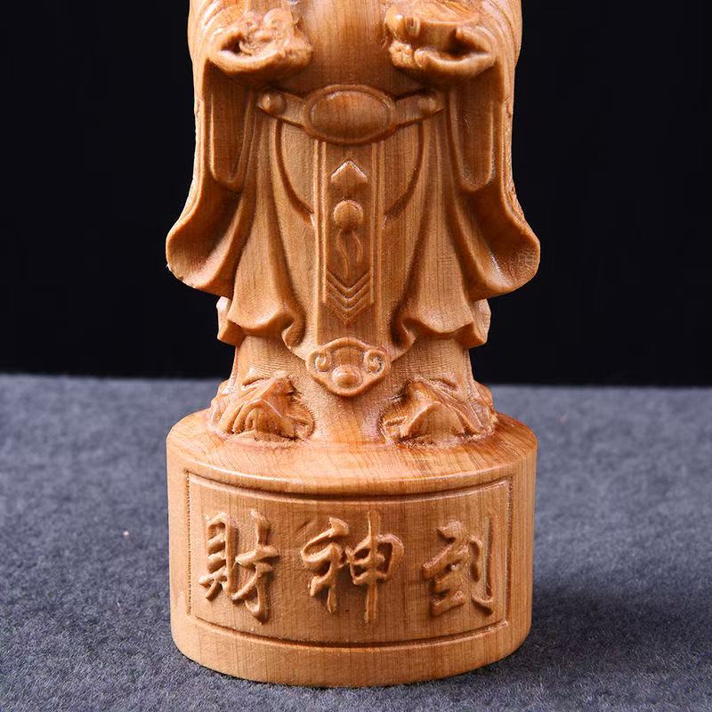 Rzeźba w drewnie bóg bogactwa rzeźby figurki chińskie postacie mitologiczne dom pokój biuro bogactwo szczęście dekor Feng Shui