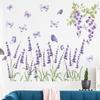 Lavender Flower Wall Stickers, Purple Removable Decals for Bedroom Living Room Home Wall Decor