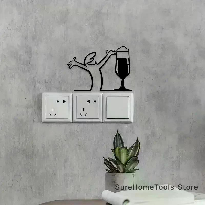 Line Figure Modern Metal Poster For Living Room Bedroom Switch Sticker Easy Hang Installation