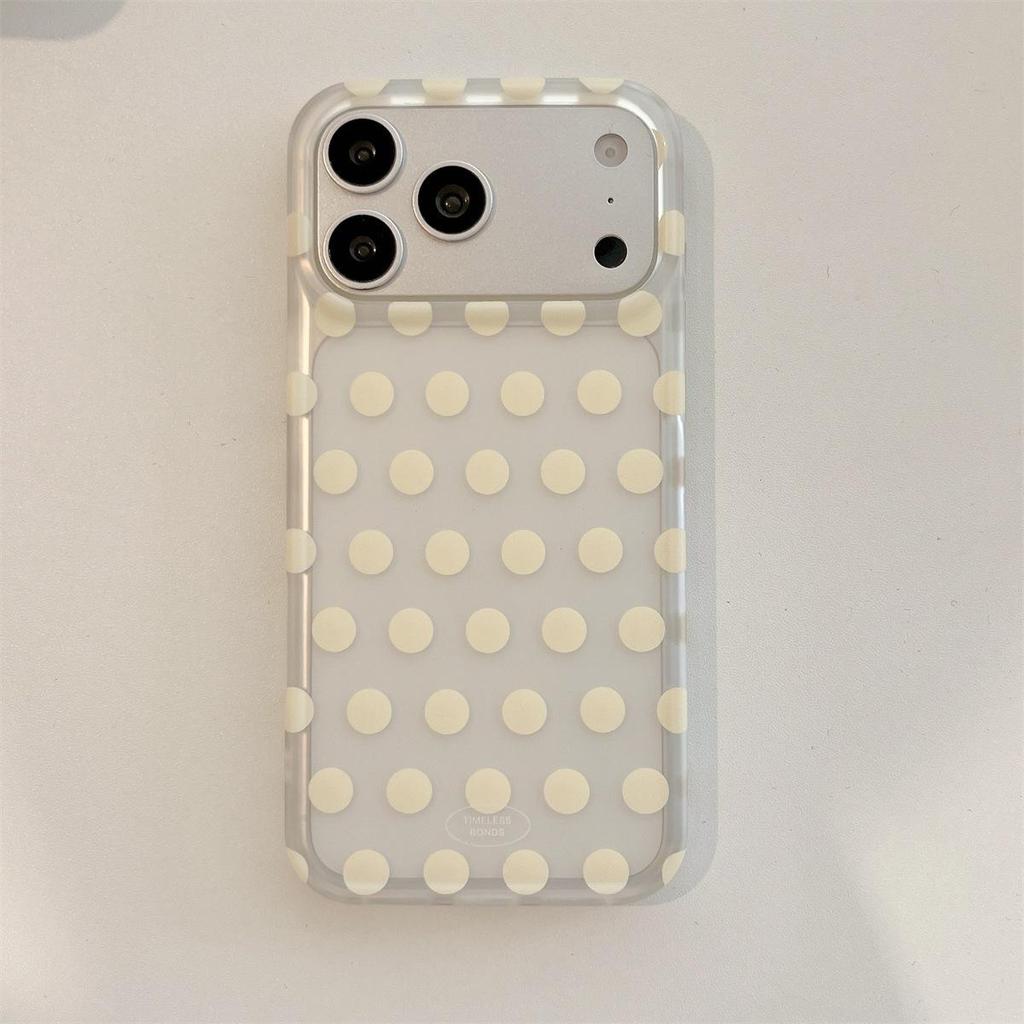 Frosted Translucent Polka Dot iPhone 15/16/17 Pro Max Double-layer Drop-proof Case