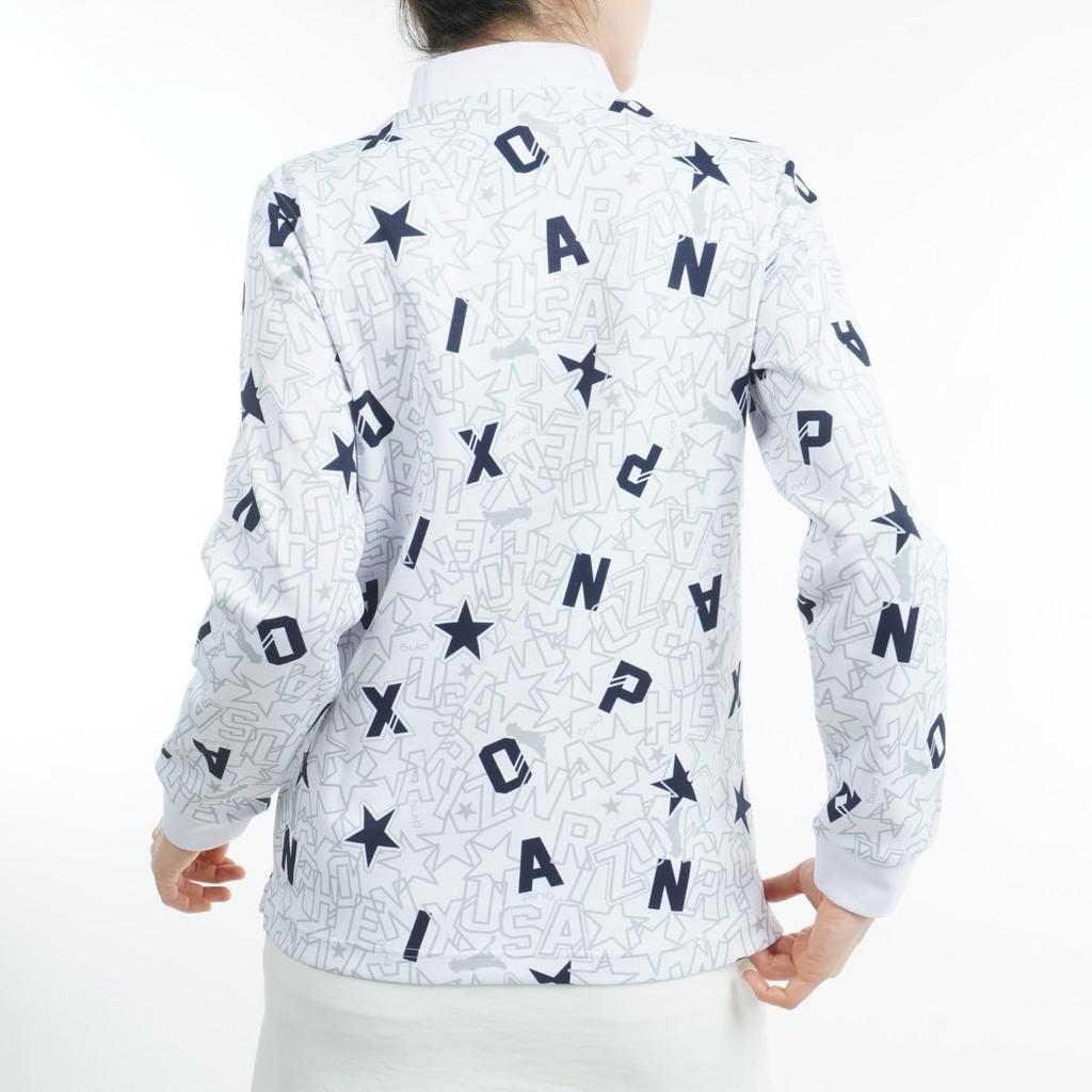 Ping Apparel Damen Langarmshirt mit hohem Kragen (Allover-Logoprint, Glattstrick) / Golf / 622-4266910 030_Weiß, Größe S