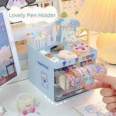 Niedlicher Schreibwaren-Organizer, schöner modischer Stifthalter mit Aufkleber, Kawaii, hohe Kapazität, Desktop-Briefpapier-Aufbewahrungsbox