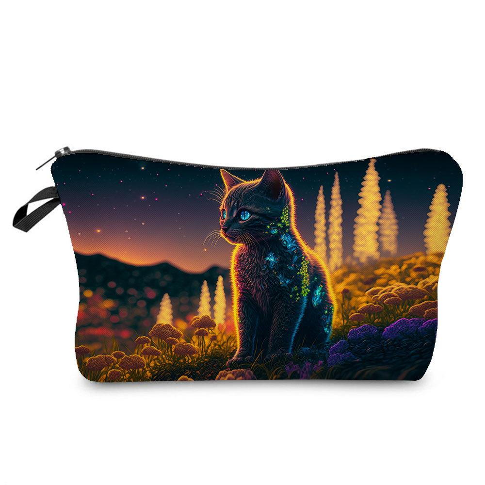 Women Cat Print Cosmetic Bag Toiletries Organize Travel Storage Case 6772