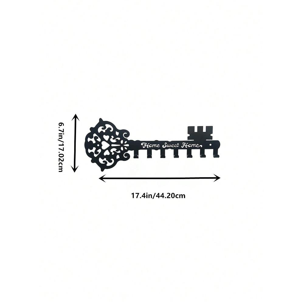 Black Metal Key Shaped Wall Hook Entryway Coat Rack Holder