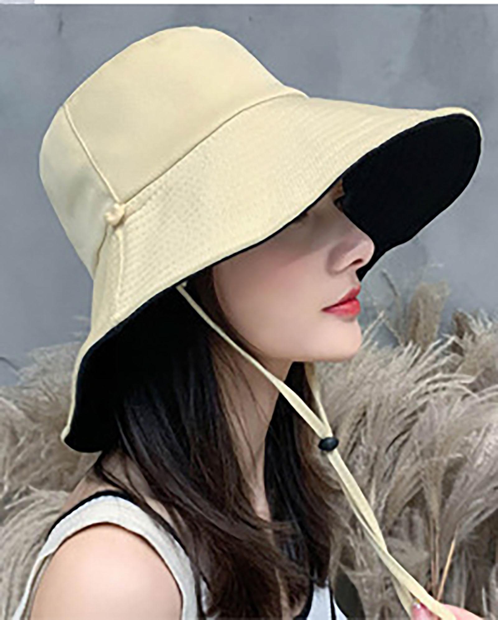 

Korean Style Summer Fisherman Hat Women Double Sided Sun Protections Wide Brim Uv Shield Cap For Outdoor Sports Golf Running
