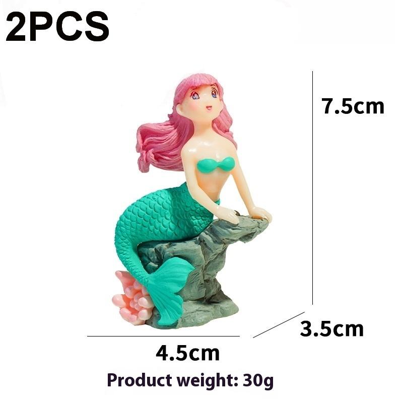 

2Pcs Aquarium Suspension Mermaid Figurine Ornament Beautiful Mermaid Fish Tank Desk Decoration Crafts For Aquarium Landscaping розовый