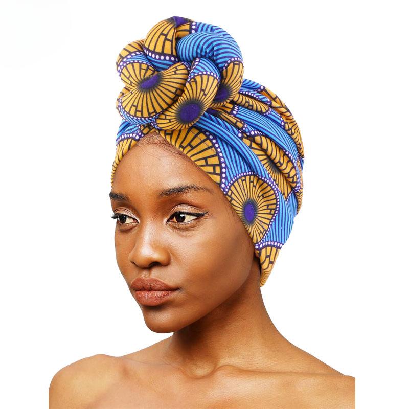 Chapéu Turbante Africano Estampado com Torção, Chapéu Turbante com Nó de Disco, Chapéu Nacional Popular na Europa e América