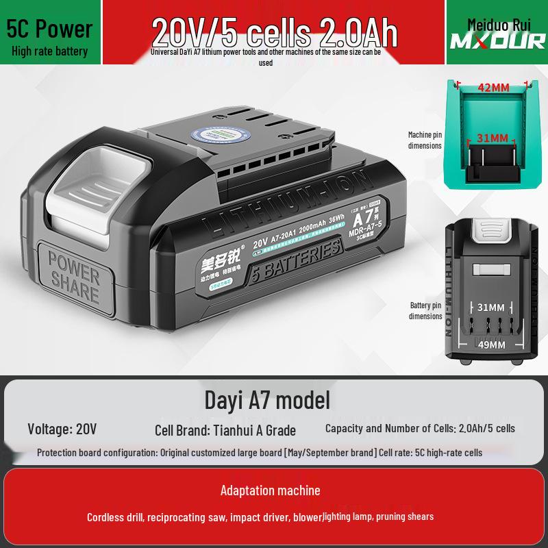 Universal A7 20V Cordless Multi-Tool: Electric Wrench, Angle Grinder, Hammer, Drill, Circular Saw.