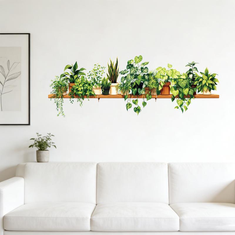 Green Potted Plant Ivy Wall Decal Realistic Vivid Pattern Self Adhesive Decorative For Bedroom Living Room Home Decoration