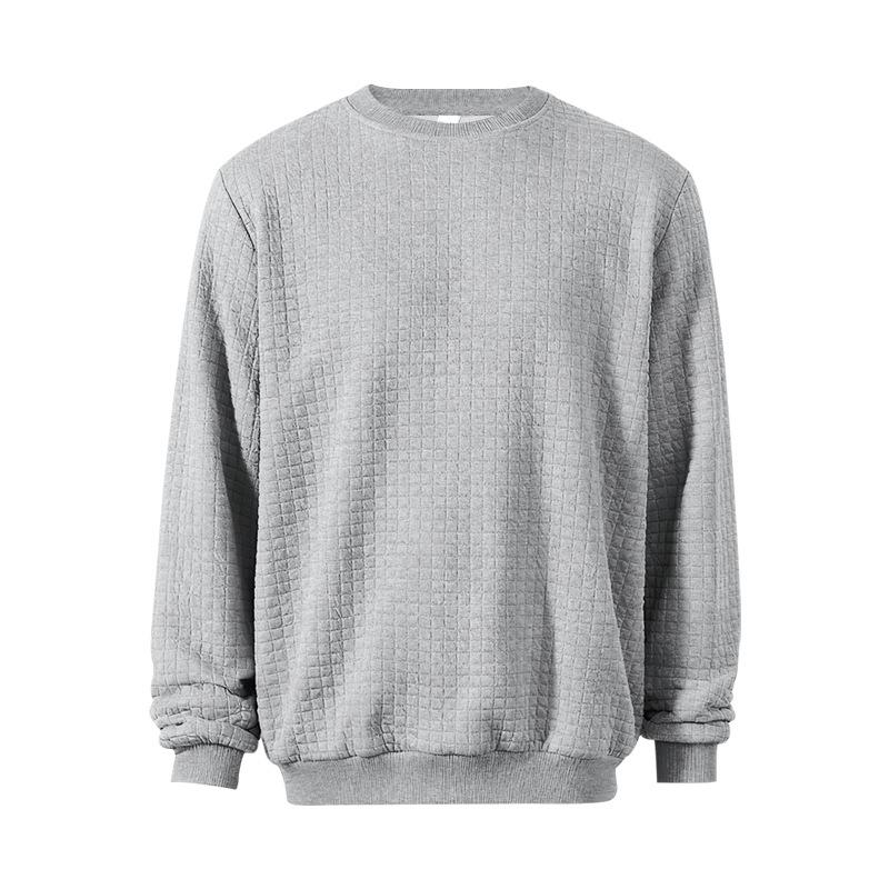 Men S Casual Long Sleeve Crew Neck Textured Pullover Sweatshirt