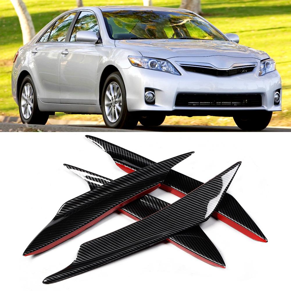 4PcsSet Universal Carbon Fiber Style Car Front Bumper Canards Splitter Fins Deflector