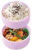 Skater Bento with Rice Ball Made in Sanrio Kuromi Box, Antibacterial, Two-Tier, Round, Fork, Case, 500ml, Japan, Microwaveable, Headgear, ONWR1AG-A