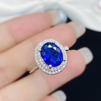 Vintage novo temperamento azul forma oval anéis de abertura personalizados para mulheres zircão casamento festa de noivado jóias finas presente