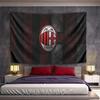Black and red vertical stripes with a central oval AC Milan logo. Patterned tapestry for bedroom and living room home decor