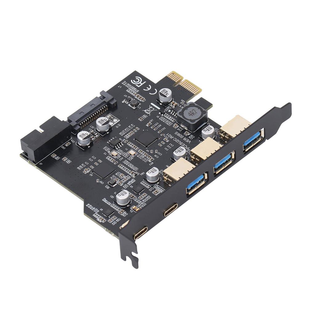 Placa PCIe para USB 3.2 Gen 1 5Gbps 3 USB Tipo A 2 USB Tipo C Placa de Expansão PCI Express de 5 Portas para Win para Linux