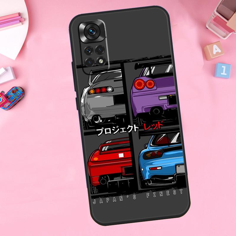 Sports Car JDM  Drift Phone Case For Xiaomi Redmi Note 11 10 9 8 12 Pro Turbo 9S 10S 11S 12S 9A 9C 10C 12C Cover
