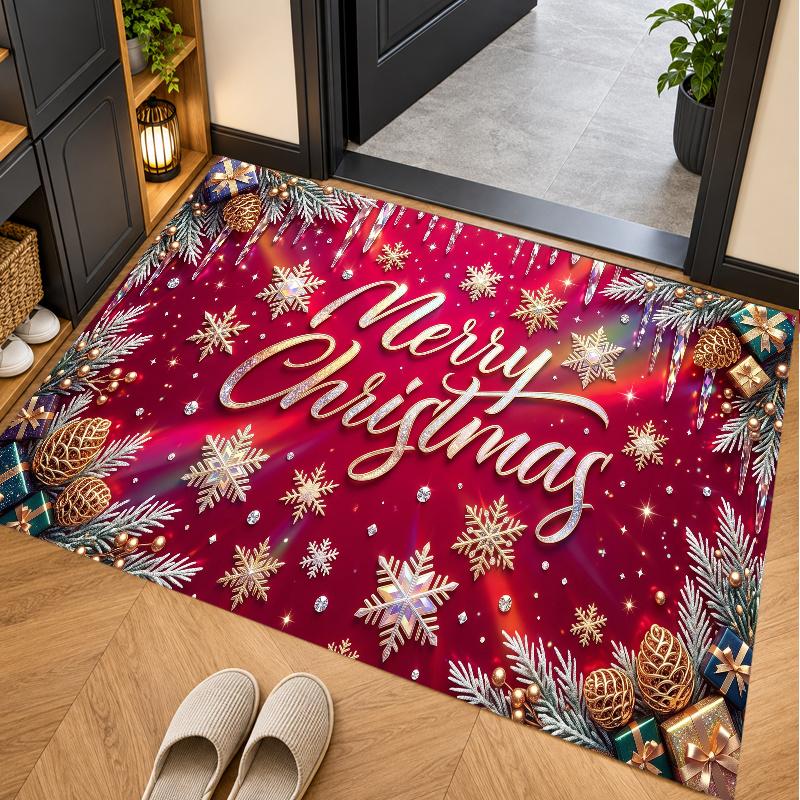 Christmas Theme Floor Carpet, Soft Area Rug, Xmas Indoor Home Holiday Decoration
