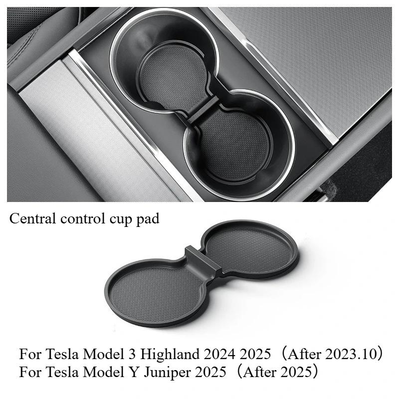 

Для Tesla Model Y Juniper 2025 Коврик для подстаканника центральной консоли с противоскользящим покрытием, коврик для хранения, коврик для автомобильного подстаканника, вставка для напитков, подставка