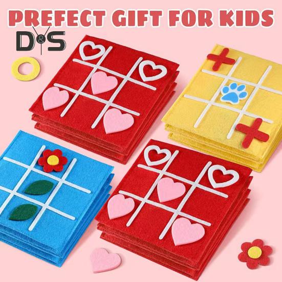 3/12/24Pcs Mini XO Felt Board Game Educational XO Puzzle Toy Toddler Boys Girls Portable Travel 2 Player Battle Strategic Board Game