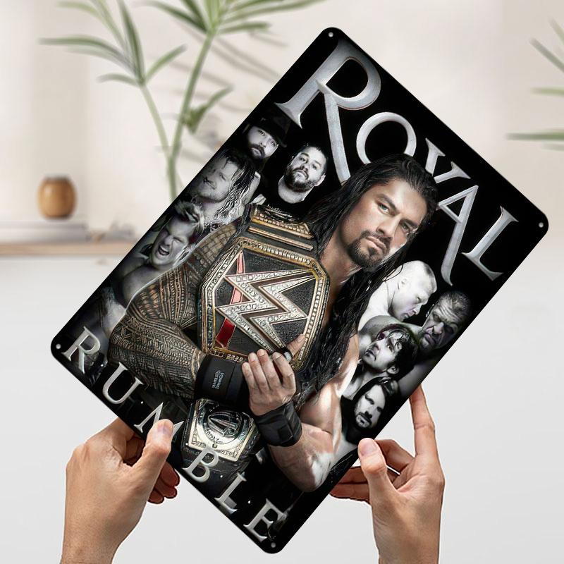Roman Reigns Royal Rumble Poster Customized Wall Art Vintage Metal Signs Retro Tin Plaque for Man Cave Home Decoration Ornaments