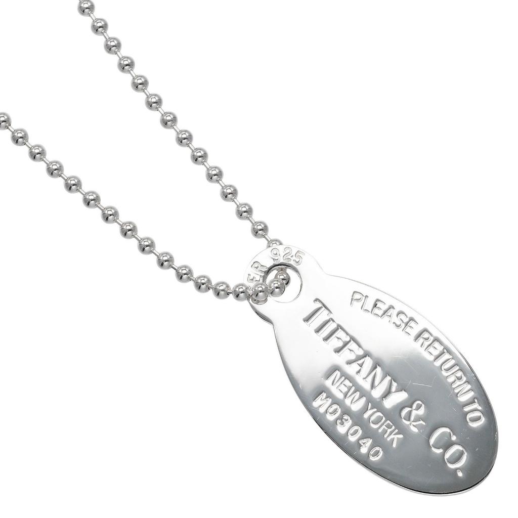 TIFFANY&Co. Return to TIFFANY & Co. oval tag Necklace Silver925 26.1g Women Used
