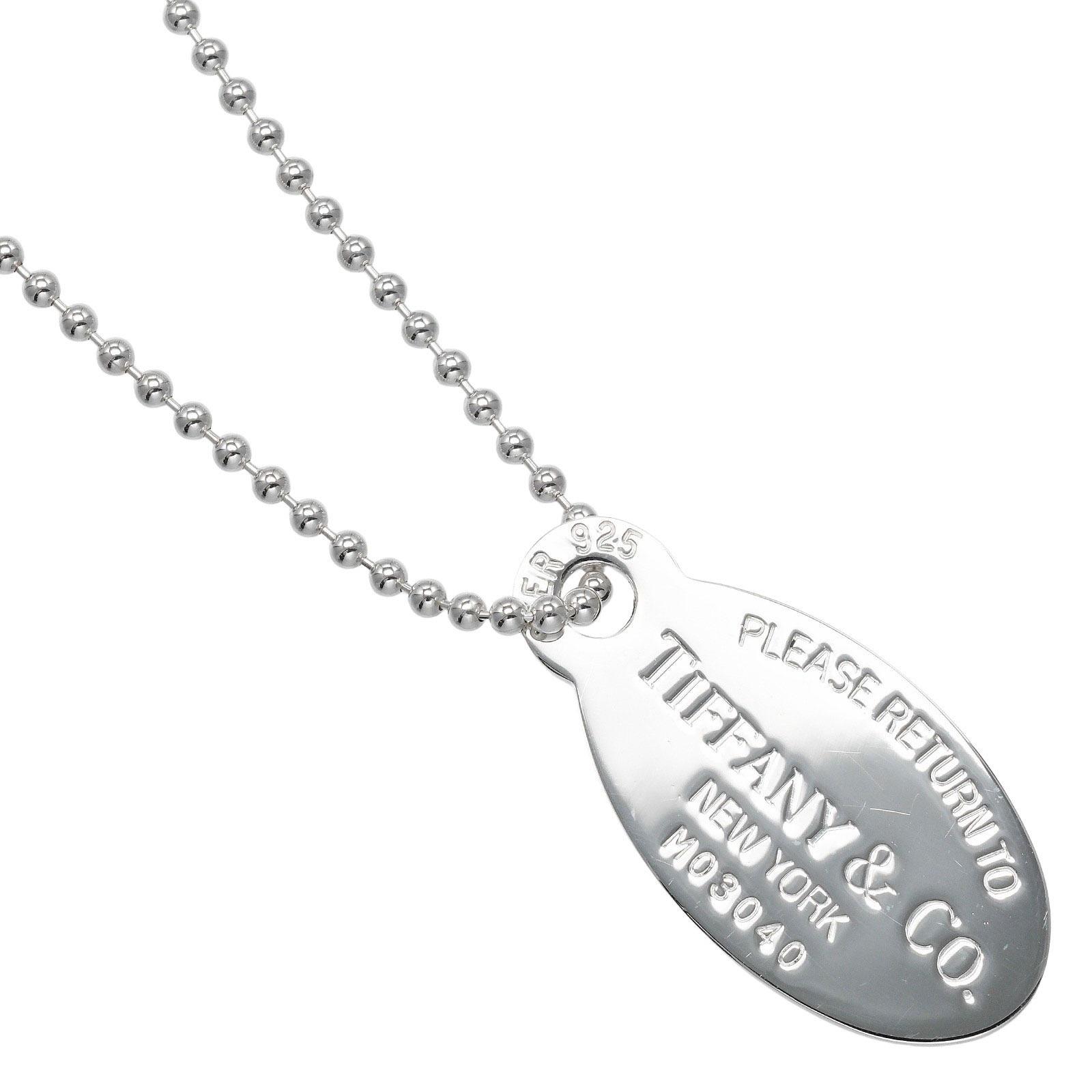 

TIFFANY&Co. Return to TIFFANY & Co. oval tag Necklace Silver925 26.1g Women Used