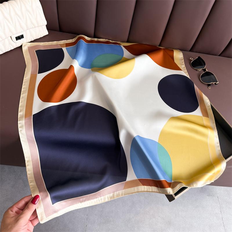 Luxury  Dot Design Silk Square Scarf Women Neck Summer Beach Hair Scarves Bandana Headkerchief Shawl Wrap Hijab Echarpe