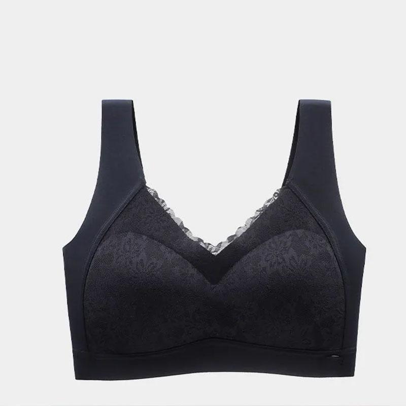 

Латексное бесшовное без стального кольца, красивое нижнее белье сзади, женский кружевной сексуальный бюстгальтер, спортивный жилет с защитой от провисания, бюстгальтер M чёрный