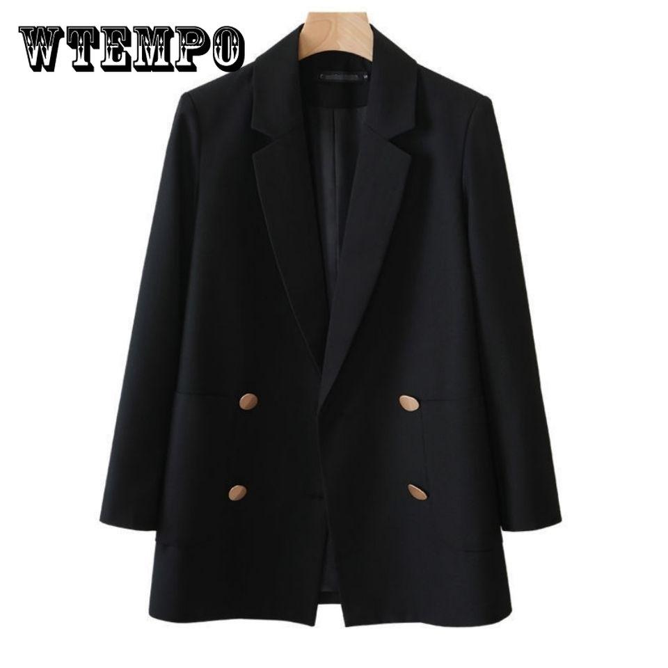 

Свободный черно-белый женский пиджак на одной пуговице, женский офисный пиджак с длинными рукавами и длинными рукавами, повседневная верхняя одежда